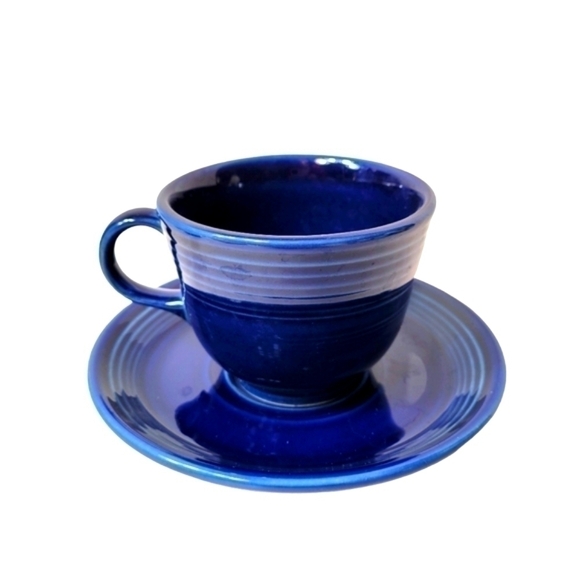 Homer Laughlin Cobalt Blue Fiestaware Cup and Saucer Set - Picture 3 of 8